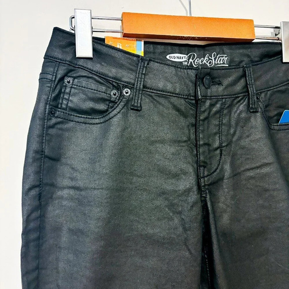 OLD NAVY Black coated Super Skinny Rock‎ Star jeans | Sleek mid-rise denim | 6 * - Picture 5 of 11